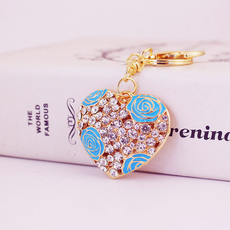 Wholesale Valentine's Day Creative Crystal Rose Alloy Keychain